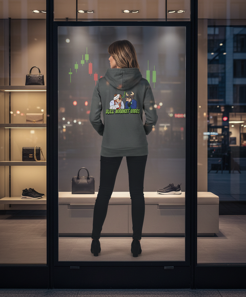 Bull Market Vibes hoodie boutique etalage achterkant