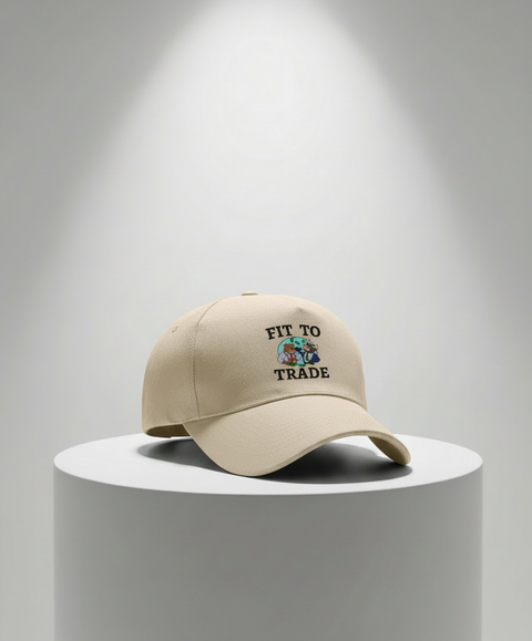 Fit to Trade beige petje met bull en bear luxe display