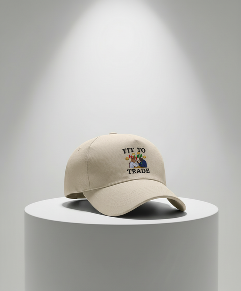 Fit to Trade beige petje met chart design close-up luxe display