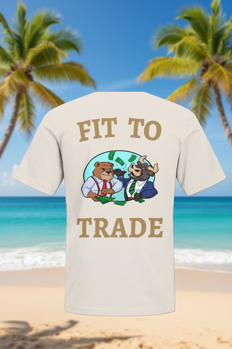 Fit to Trade Crème Goud — strand en palmbomen