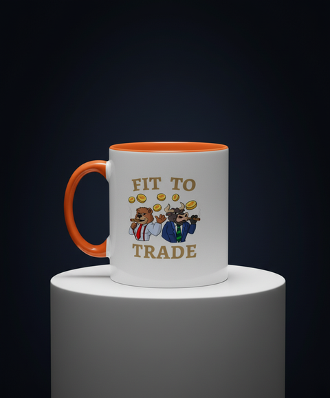 Fit to Trade gouden tekst mok - donkere etalage