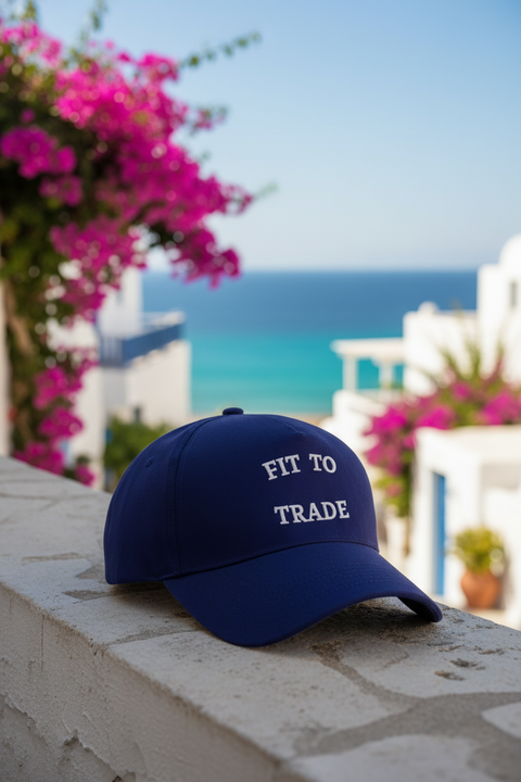 Fit to Trade Navy Cap — Mediterrane zomerse setting