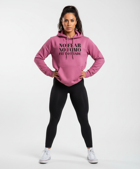 Fit woman in FIT TO TRADE hoodie