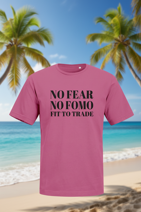 No Fear No Fomo Roze — strand en palmbomen